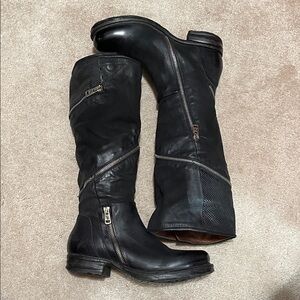 A.S.98 Siggs Black Leather Boots with Zipper